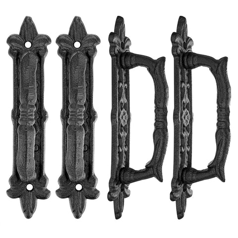 4 Pack Heavy Duty 8.9 Inch Black Cast Iron Barn Door Handles Set For Doors Gates Fences Garages Closets Cabinets And Drawers