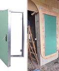 Premium Aluminum Gypsum Drywall Access Panel With Paintable Slick Finish For Attics And Indoor Walls No Sweat Setup Hella Durable Home Fix Upgrade Easy Peasy Install Clean Look, showing installation process.