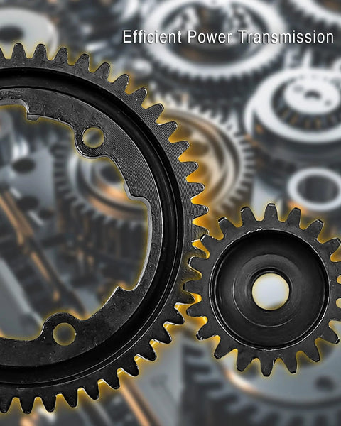 Hardened steel spur gear set with 50T spur and 20T pinion for Traxxas RC cars, close-up view