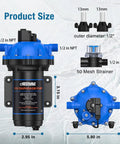 Workhorse Five Chamber Self Priming Diaphragm Water Pump 7 GPM 70 PSI 110V AC With Pressure Switch And Strainer dimensions