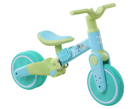 Bluey 3 In 1 Convertible Tricycle For Kids With Parent Push Handle Converts To Toddler Trike And Then Balance Bike Kid-Friendly Non Electric Ride On Toy For Ages 18 Months To 4 Years