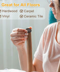 Woman applying High Performance Premium Black Felt Furniture Sliders For Hardwood Floors Chair Glide Pads on chair leg.
