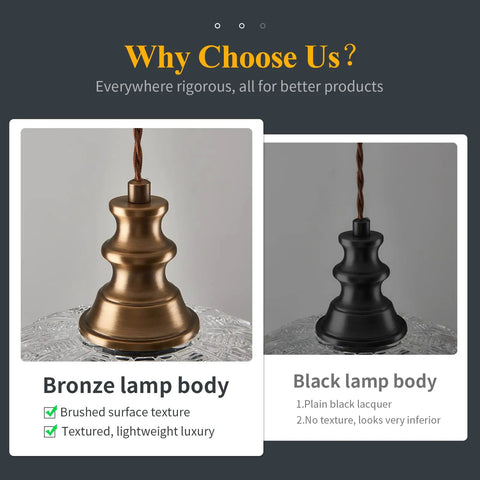 Slick Oil Rubbed Bronze One Light Pendant Ceiling Lamp With Retro Dome Glass Shade, bronze and black lamp body comparison.