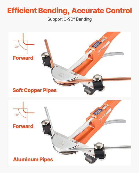 VEVOR Ratcheting Tubing Bender Kit For Copper And Aluminum 1/4 To 7/8 Inch With Seven Precision Die Sets Compact Hand Tool for soft and aluminum pipe bending.