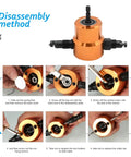 Disassembly steps for 360 Degree Double Headed Sheet Metal Nibbler Drill Attachment With Extra Punch And Die And Step Drill Bit