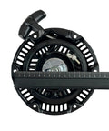 Top view of black Recoil Pull Start 590607 797276 for Briggs & Stratton CR950 CR750 Engine with rope and ruler measurement