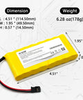 2-Pack 9.6V 1000mAh Ni-Cd Flat Type Battery Pack For Futaba Transmitters 8-cell design with dimensions and weight labels