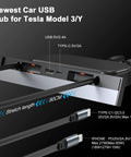 Tesla Model 3 And Model Y USB Hub Waterproof With Retractable Dock And Four Fast-Charge Ports highlighting cable stretch length