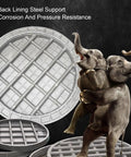 Seamless Resin Septic Tank Cover for Round Garden and Yard Lids, 31.4 by 31.4 by 1.9 Inches next to two elephants.