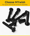 Real Deal 1/4-20 By 1 Inch Flat Head Socket Cap Screws And Barrel Nuts Kit With Black Oxide 304 Stainless Steel, 6 screws arranged.