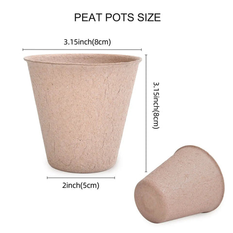 200 Pack 3.15 Inch Biodegradable Peat Pots For Seedlings With 200 Plant Labels Outdoor Garden Germination Starter Kit details shown