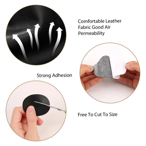 Inside Shoe Heel Repair Patches Kit, Self Adhesive Patch Set for Sneaker Holes showing strong adhesion and cut-to-size flexibility.