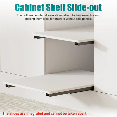Heavy Duty Undermount Drawer Slide Bottom Mount Shelf Rail Kit For Seamless Cabinet Organization with smooth sliding shelf.