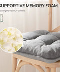 Ultra Comfy Memory Foam Chair Cushions Set Of 4 For Indoor Outdoor Use 15.5 By 15.5 By 3.5 Inches Grey Cushions close-up