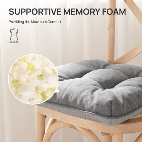 Ultra Comfy Memory Foam Chair Cushions Set Of 4 For Indoor Outdoor Use 15.5 By 15.5 By 3.5 Inches Grey Cushions close-up