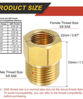 Two Pack Brass Pipe Fitting 5/8 SAE Male And 3/8 SAE Female Flare Tube Adapter Size Chart For Air Gas Line Refrigeration HVAC