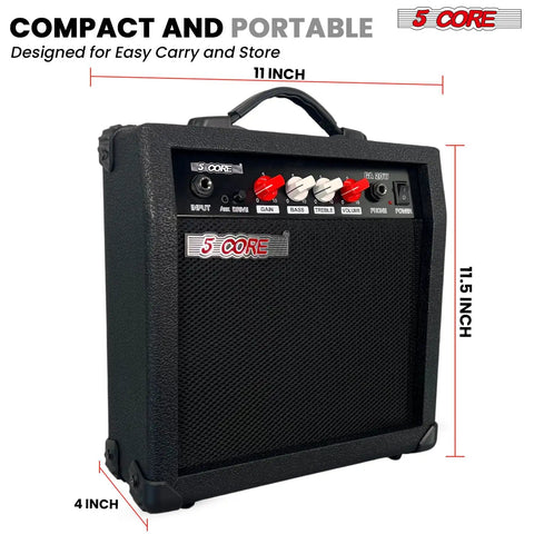 20W Portable Electric Guitar Amp With A 6.5 Inch Speaker, Headphone Output, Gain Control, Includes Capo And Picks