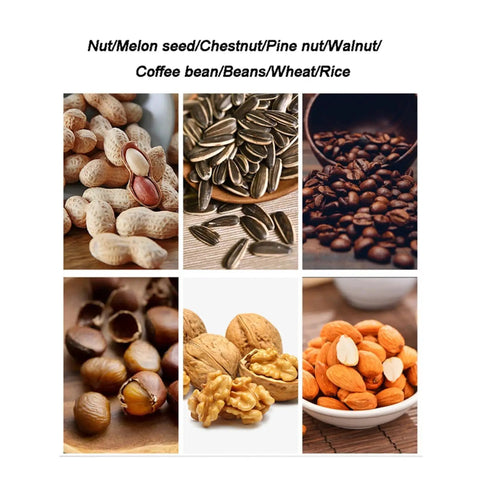 Totally Badass Hella Smooth Electric Coffee Roaster Machine With Nonstick Drum And Smart Thermostat For Roasting Peanuts Cashews Chestnuts Sesame Soybeans And Tea Batches Pretty Sweet with assorted nuts and coffee beans.