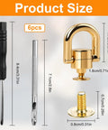 Product size details of 4 Pcs D Ring Rivets For Leather Purses 360 Degree Rotatable Crossbody Conversion Kit with tools