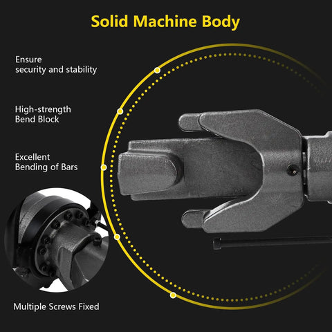 Close-up of the solid machine body of GarveeTech 900W Portable Rebar Bender for Steel and Copper Rods, showcasing durability and design.