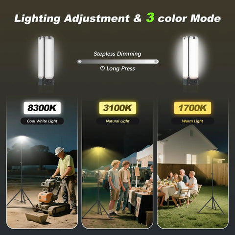 Rechargeable Camping Lantern With Remote And Eight Point Two Foot Stand 14000 mAh Battery adjustable light modes