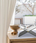 Multi Function Desktop Book Stand For Reading Bible Cookbooks Mags And Tablets Large Black Holder with open book on table