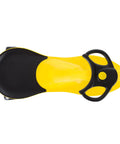 Top view of Twist And Go Wiggle Ride On Car For Kids Three Plus featuring a yellow plastic seat and black steering wheel.