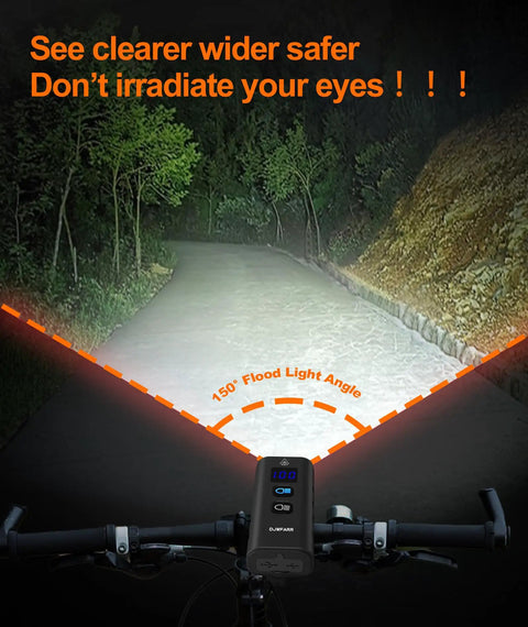 Ultra Bright Bicycle Headlight For Night Riding, 2000 Lumen Bike Light with flood light angle on bike handlebar