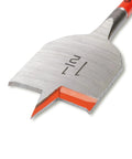 Crescent flat spade drill bit close-up, 6 in x 1-1/2 in, metal blade with orange cutting-edge coating