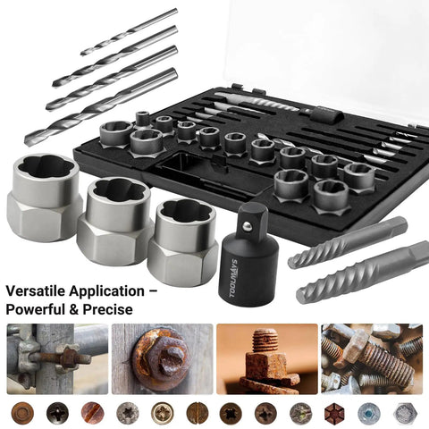 Heavy Duty Twenty Eight Piece 3/8 Inch Socket Wrench Insert Set Forged From Tough As Nails Chromium Moly Steel Hardened To 52 Hrc with socket tools and drill bits.