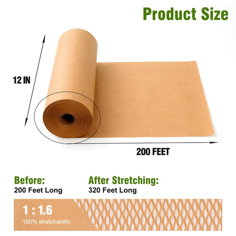 Packing Paper For Moving And Shipping, 12 Inch By 200 Foot Wrapping Paper For Glassware And Fragile Items, Tearable No Tape Needed
