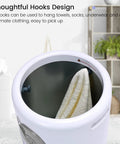 Luxurious Towel Warmer For Home Spa Vibes With Fast One Minute Heat Four Timer Settings One Hour Auto Off Fits Up To Two Oversize Towels Blankets And PJs Ideal Gift For Her Light Gray shown with towel inside and thoughtful hooks design
