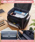 Open view of Rolling Teacher Tote Bag With Five Wheels And Detachable Trolley, 15.6 Inch Laptop Compartment, 15 Pockets, black color