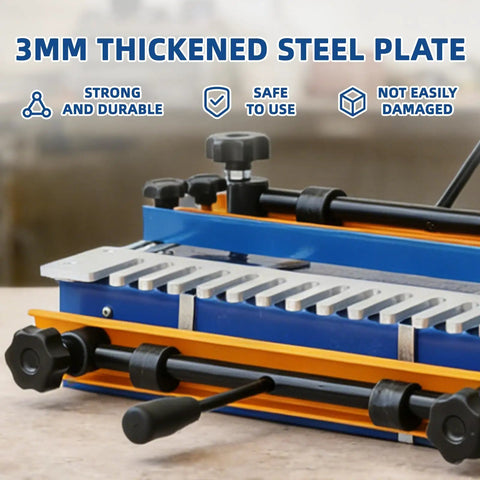 Precision 12 Inch Adjustable Dovetail Jig Clamp And Heavy Duty Woodworking Router Template For Slick Half Blind Cabinet Joints And Sturdy Furniture Builds That Align Dead On Every Time showing 3mm thickened steel plate.