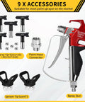 Heavy Duty 3600 Psi Airless Primer Paint Spray Gun With Five Reversible Tips And Two Brass Guards for smooth coverage and pro results.