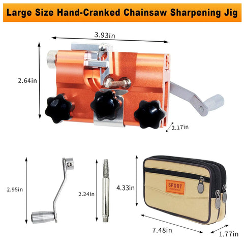 Chainsaw Sharpener Kit With Vise And Hand Crank Sharpening Jig, Portable Chain Saw Sharpener Tool for All Saws, includes case and rods