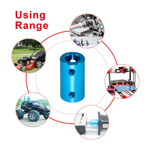 Cionyce 2-piece aluminum bore rigid coupling for 6.35mm shafts, light blue with set-screw holes