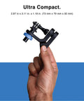 Hand holding pocket-sized Hydraulic Leveling Mount For Action Cameras, Ultra Smooth Motion Support For GoPro, DJI, Insta360