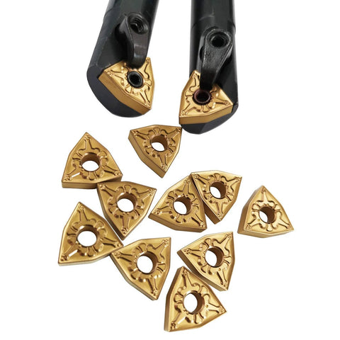 10 gold WNMG080404-CM triangular indexable carbide turning inserts for metal lathe tools