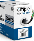 Cat6 Ethernet Cable 1000ft Bulk LAN Wire 23AWG UTP CMR Riser 10Gbps 550MHz box
