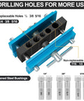 Doweling Jig Self Centering Kit With 6 Bushings For Precise Biscuit Joinery Adjustable Width Drilling Guide in blue color