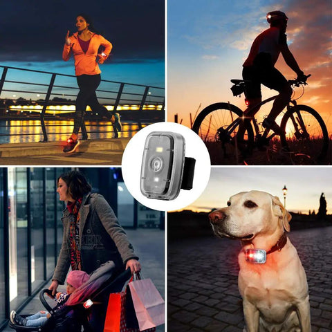Clip On Safety Light For Night Running And Cycling With Five Modes for runners, cyclists, dogs, and hikers in urban settings.