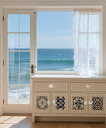 Six Ocean Themed Cabinet Knobs Set With Cast Iron Drawer Pulls For Dresser And Cupboard Includes Screws Coastal Decor With A Beachy Vibe Featuring Turtle Whale Seahorse Starfish Crab And Scallop Details Durable And Easy To Install on white coastal dresser