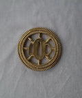 Copper Tsuba Hand Guard For Katana Wakizashi Or Tanto with yellow finish, circular design, lightweight 230g, 2.95 inch size