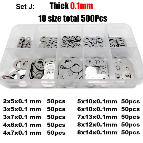 Ultra Thin Flat Washer And Shim Set For M2 Through M8 304 Stainless Steel Pro Grade 500 750 1200 Pcs Assortment in case