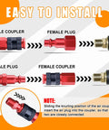 40 Piece Universal One Quarter Inch Quick Connect Air Fitting Kit with Aluminum Couplers and Plugs installation diagram