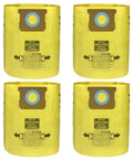 Four Pack Pro Grade High Efficiency Disposable Vacuum Filter Bags For 10 To 14 Gallon Vacuums Type I 90672 Type F 90662 VF2005