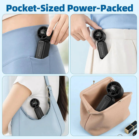 Go-To Ultra Portable Personal Mini Fan With Lanyard USB Rechargeable 100 Speed Turbo Cooling Pocket Size