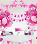 60 Pieces Hot Pink Balloons Set With Light Metallic Confetti 12 Inch Latex Balloons For Wedding Bridal Shower Baby Shower And Birthday Party Decor displayed as birthday decorations