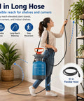 Person using long reach telescopic wand waterer for hard to reach hanging baskets and wall planters with a 33.4 inch brass wand